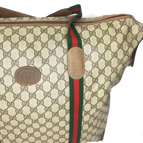 Authentic Gucci XL Tote/ travel bag brown monogram coated canvas with leather - Picture 13 of 15